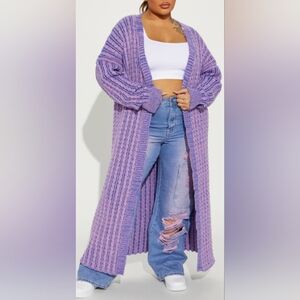 A New Day Heather Purple Long Knit Open Front Cardigan Sweater Women's Size 1X
